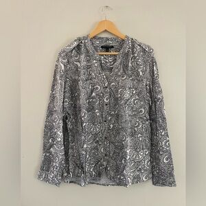 Banana Republic Factory Black and White Paisley Button Down Shirt